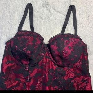 NWT Cacique Seriously Sexy Pink/Black Lace Corset